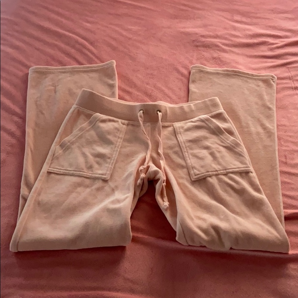 Baby pink Juice Couture velvet bootleg pants